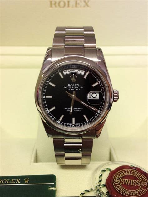 rolex day-date 118209 white gold black baton